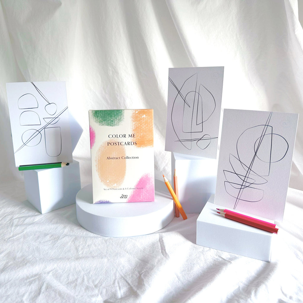 Abstract Color Me Postcards designs